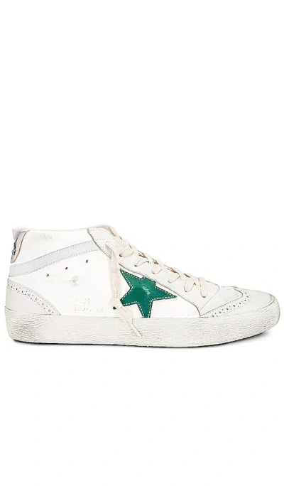 Golden Goose Mid Star Sneaker In Cream  Milky  Green  White  & Silver
