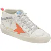 Golden Goose Mid Star Sneaker In White/orange