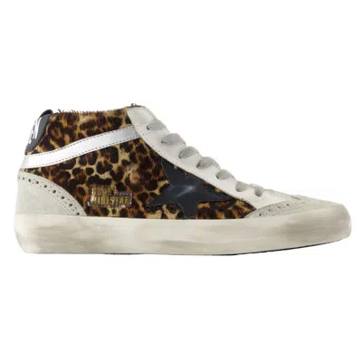 Golden Goose Mid Star Sneakers -  Deluxe Brand - Leather - Beige In Multi