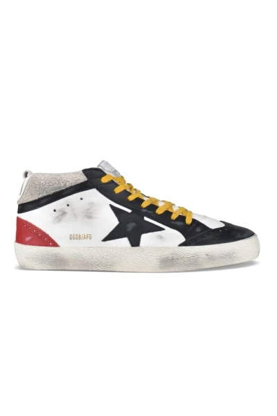 Golden Goose Mid-star Leather Sneakers In White