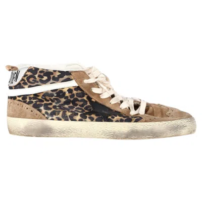 Golden Goose Mid-star Sneakers In Leopard Print Pony Hair And Suede In Brown