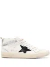 Golden Goose Mid Star Sneaker In White/black/crystal/seedpearl