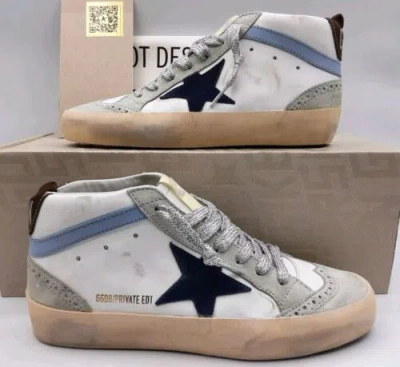 Pre-owned Golden Goose Mid Star Women's Sneakers White/dark Blue/ice Eu 36 Us 6 $625