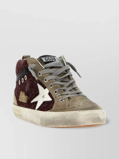 GOLDEN GOOSE 'MID-TOP STAR PATCH SNEAKER WITH TEXTURED SOLE'