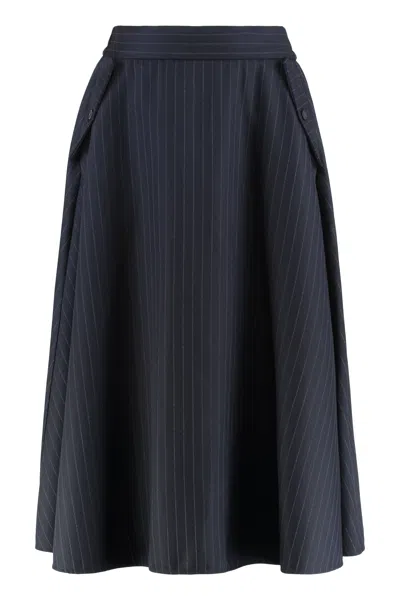 Golden Goose Midi Skirt In Luxurious Wool In Blue