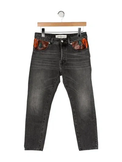 Pre-owned Golden Goose Mid-rise Straight Leg Jeans In Black