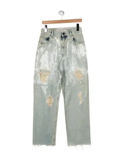 Pre-owned Golden Goose Mid-rise Straight Leg Jeans In Blue
