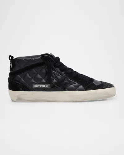 Golden Goose Midstar Classic Matellasse Nappa Leather Mid-top Sneakers In Black