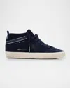 Golden Goose Midstar Suede Mid-top Sneakers In Navysilver