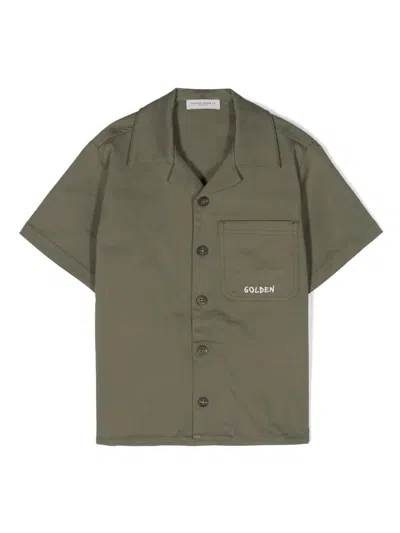 Golden Goose Kids' Military Boxy Shirt In Green