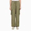 GOLDEN GOOSE MILITARY GREEN VISCOSE CARGO TROUSERS