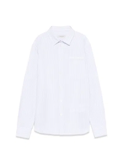 Golden Goose Golden/ Boy's Regular Shirt/ Striped Cotton With Embroidery In White