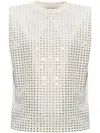 Golden Goose Aged White Sleeveless T-shirt Embellished With Crystals In Hewhtcryst