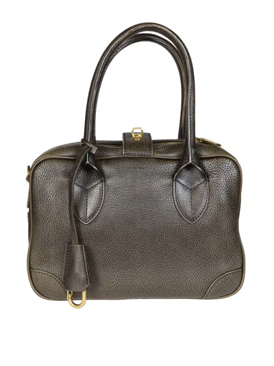 Golden Goose Mini Handbag With Treated Leather Body And Gold Metal Details In Brown