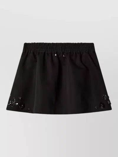 Golden Goose Mini Skirt Elastic Waistband Floral Embellishments In Black
