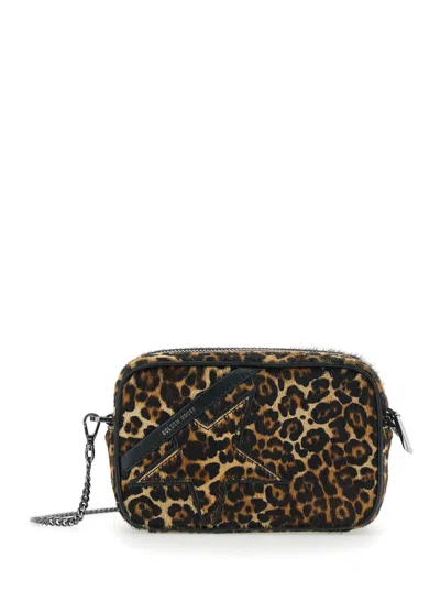 Golden Goose Mini Star Bag Horsy Leo Upper And Star Ruthenium Metal Details In Animal Print