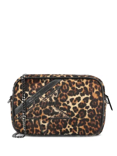 Golden Goose Mini Star Bag In Pony Leather With Leopard Print And Meta In Purple