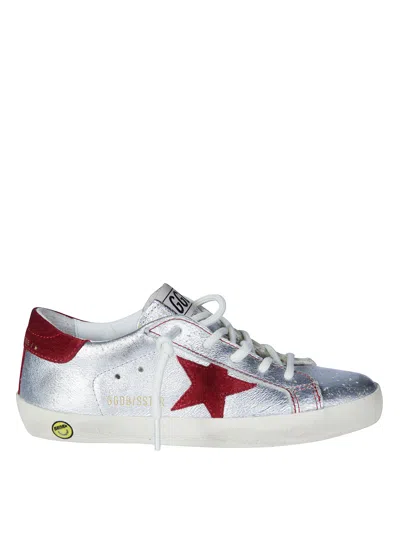 Golden Goose Mini Star-embellished Suede Sneakers In Silver