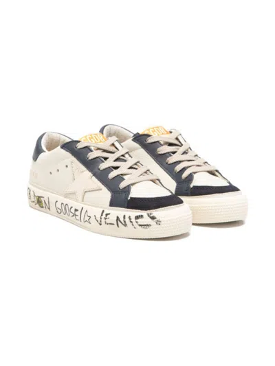 Golden Goose Mini Suede Toe Leather Sneakers For Kids In Neutral