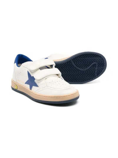 Golden Goose Mini Vintage Finish Sneakers With Velcro Straps In White