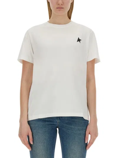 Golden Goose Minimalist White Cotton T-shirt With Star Emblem