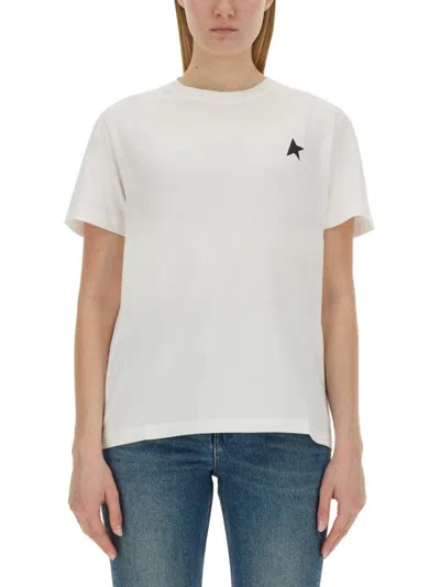 Golden Goose Minimalist White Cotton T-shirt With Star Emblem