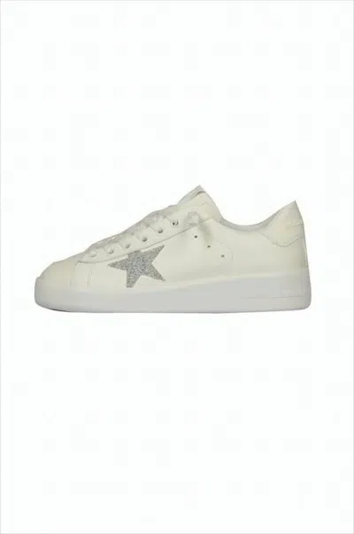 Golden Goose Minimalist White Low-top Sneakers With Glitter Star Detail