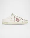Golden Goose Mixed Leather Glitter Mule Sneakers In White/ Pink