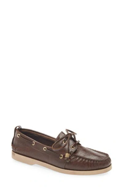 Golden Goose Moc Toe Boat Shoe In Brown