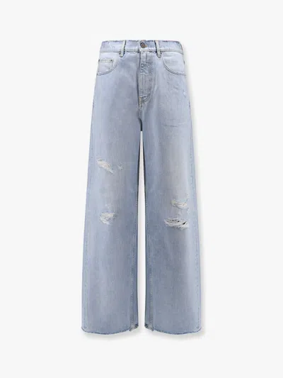 Golden Goose Morgan Wide Leg Jeans With Stars Iconic Detail In Multicolor