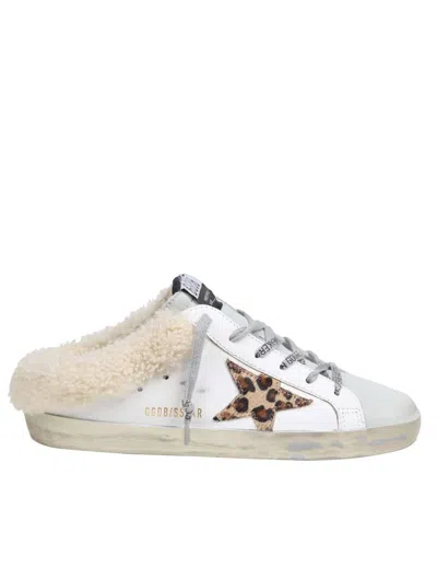 Golden Goose Mules In Leather And Suede In White/brown