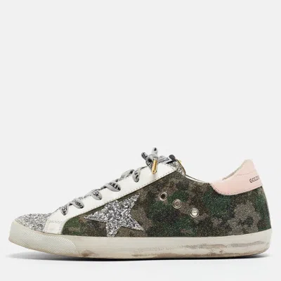 Pre-owned Golden Goose Multicolor Camo Lurex Fabric Superstar Sneakers Size 40