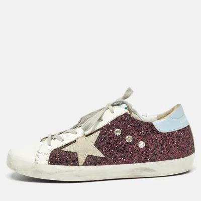 Pre-owned Golden Goose Multicolor Glitter And Leather Superstar Sneakers Size 41 In Metallic