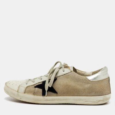Pre-owned Golden Goose Multicolor Knit Fabric And Leather Superstar Low Top Sneakers Size 40