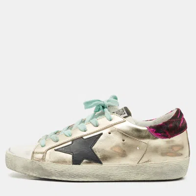 Pre-owned Golden Goose Multicolor Leather And Calf Hair Super Star Sneakers Size 35