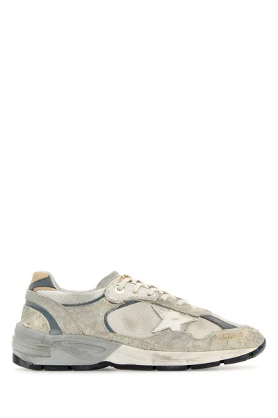 Golden Goose Men's Running Dad Net Suede And Spur Leather Star Sneakers In Gray