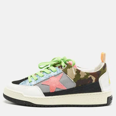 Pre-owned Golden Goose Multicolor Leather And Knit Fabric Yeah Sneakers Size 36