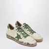 Golden Goose Ball Star Distressed Finish Leather Sneaker With Graffiti Print Shoes In White