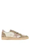 Golden Goose 'ballstar' White Low Top Sneakers With Glittered Star Patch On The Side And Glittered Heel With Logo In Multi