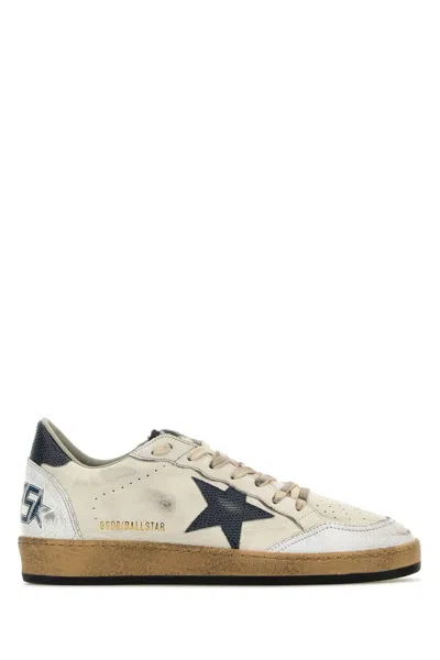 Golden Goose Multicolor Leather Ball Star Trainers In White/dusty Blue