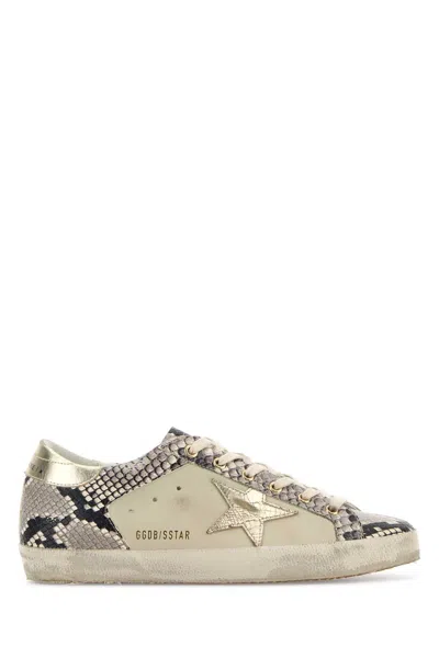Golden Goose Multicolor Leather Superstar Sneakers In Grey Black Python