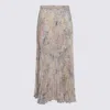Golden Goose Sequin-embellished Pleated Midi Skirt With Floral Print In Neutral