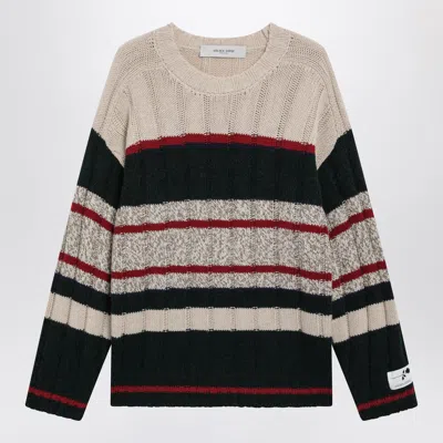 Golden Goose Multicolour Striped Jumper In Alpaca Blend In Blue