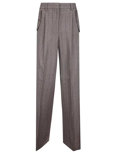 Golden Goose Naomi Pinstripe Wide-leg Pants With High Waist Design In Gray