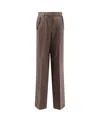 Golden Goose Brown Pinstripe Wool Wide-leg Trousers In Brown