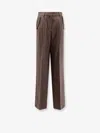 Golden Goose Brown Pinstripe Wool Wide-leg Trousers In Brown