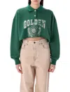 Golden Goose Journey Crop Graphic Polo Sweatshirt In Verde