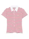 Golden Goose Natalia Slim Fit Striped Cotton Polo Shirt In Pink