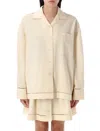 Golden Goose Texture Stripe Oversize Button-up Shirt In Natural