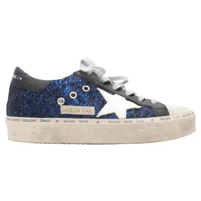 Pre-owned Golden Goose Navy & Multicolor  Glitter Platform Low-top Sneakers Size 8 In Blue